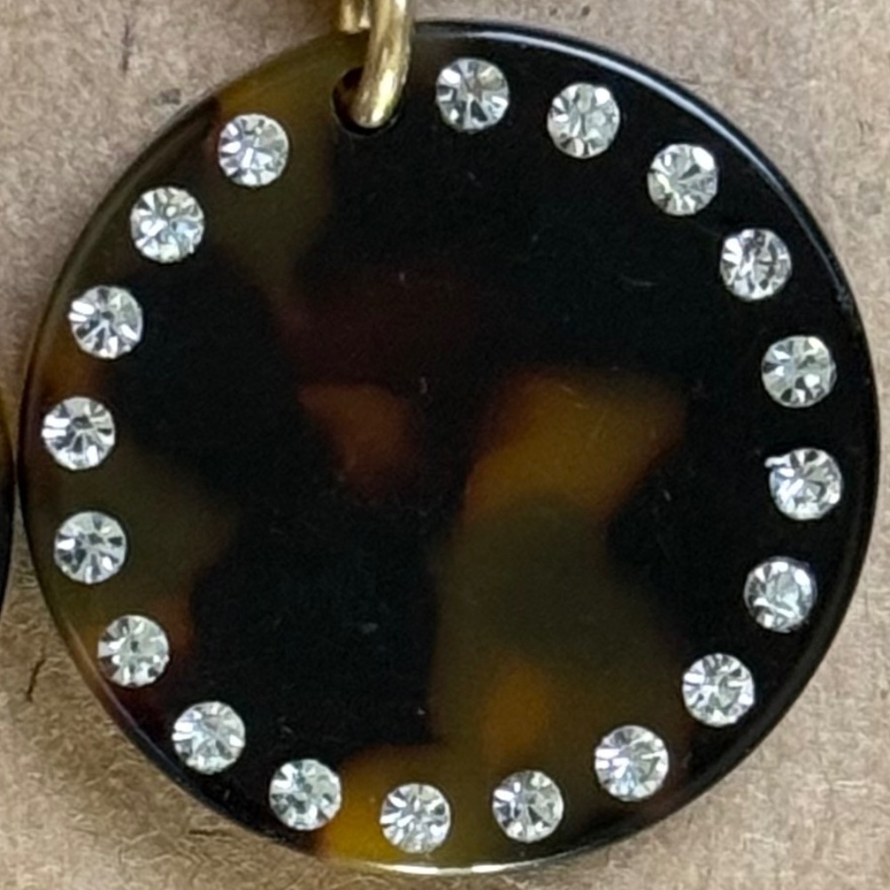 J. CREW Earrings Lucite Tortoise Clear Crystal Posts A - Picture 3 of 5